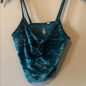 Green velvet crop top